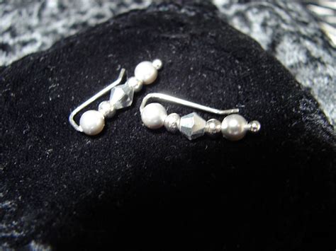 Ear Pins Sterling Silver Filled Earpins And Swarovski Silvery Gray