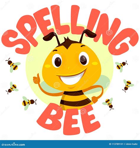Bees With Spelling Bee Word Cartoon Vector 113789131