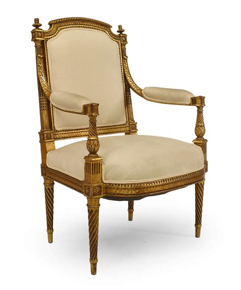 French Louis Xvi Gilt Arm Chairs