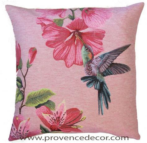 Hummingbird Flying Center Authentic European Tapestry Throw Pillow