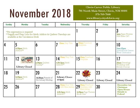 Library Events November 2018
