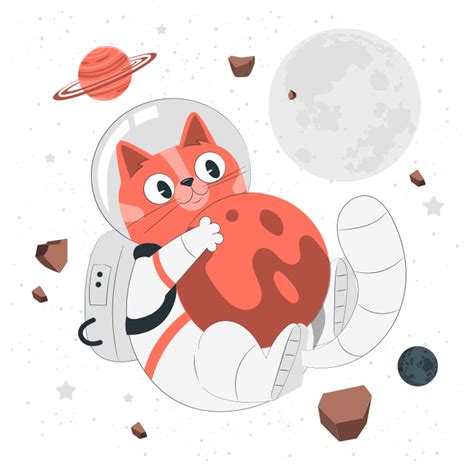 Cat Astronaut Customizable Semi Flat Illustrations Pana Style