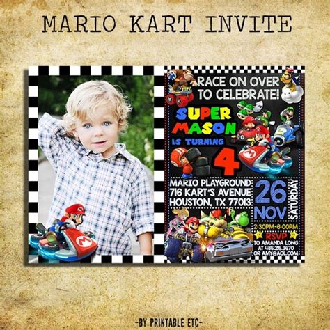 Mario Kart Invitation Mario Kart Birthday Party Chalkboard