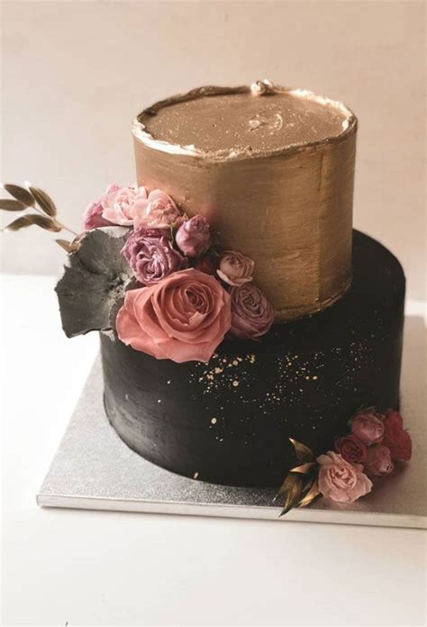 Pretty Cake Ideas For Every Celebration Black And Gold Two Tier Cake Black And Gold Birthday