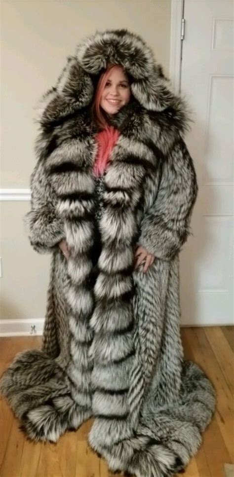 pin by lynxette on sexy silver fox furs fur coats women long fur coat fox fur coat