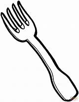 Fork Coloring Printable Silhouettes Drawing sketch template