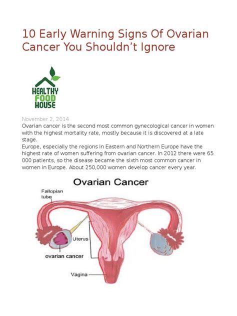 10 Early Warning Signs Of Ovarian Cancer You Shouldnt Ignore Ovarian Cancer Cancer