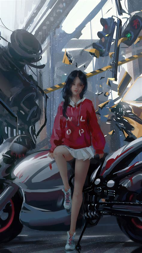 2160x3840 anime biker girl 4k sony xperia x xz z5 premium hd 4k wallpapers images backgrounds