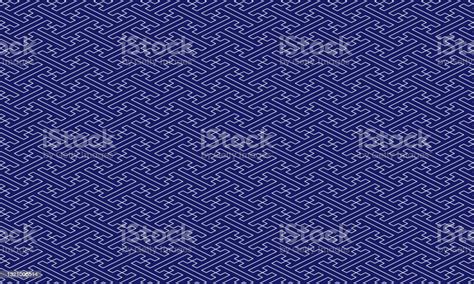Traditional Japanese Pattern Sayagata Navy Blue Color Stock