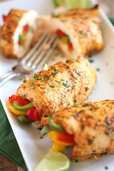 Once you cut the chicken, cook it thoroughly so it reaches 165 °f (74 °c) to avoid getting food poisoning! chicken-fajita-rollups-33 - Eat Yourself Skinny