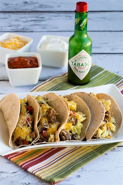 Breakfast Tacos With Sausage Peppers And Eggs Video Kalyn S Kitchen Recipe Stuffed