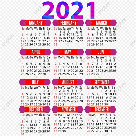 Diseño De Calendario Creativo Del Año 2021 Png 2021 Calendario 2021