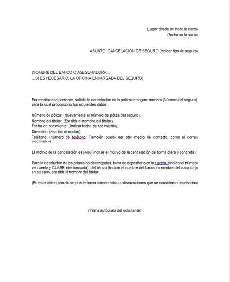 Carta De Cancelación De Seguro 【 Ejemplos Y Formatos 】word Pdf