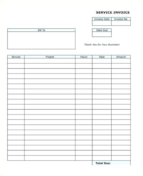 Business Invoice Template Free Blank Printable Invoices Small T