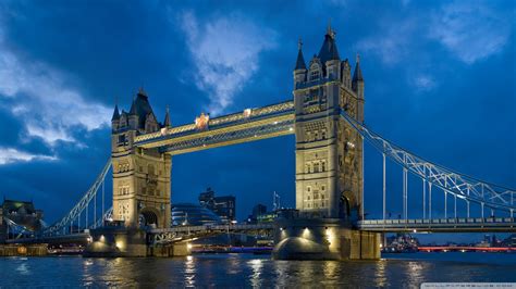 Download Tower Bridge From The North Bank At Dusk Wallpaper 1920x1080