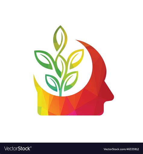 Human Head Tree With Leaves Logo Royalty Free Vector Image