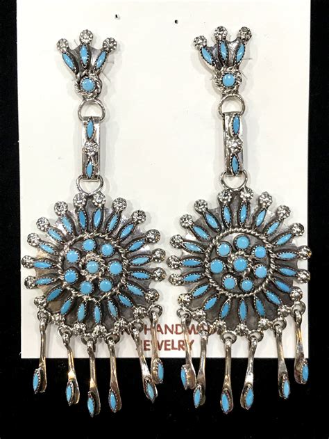 Zuni Indian Turquoise Chandelier Earring