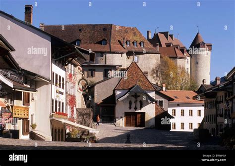 Switzerland Europe Canton Fribourg Gruyères Small Town Houses Homes