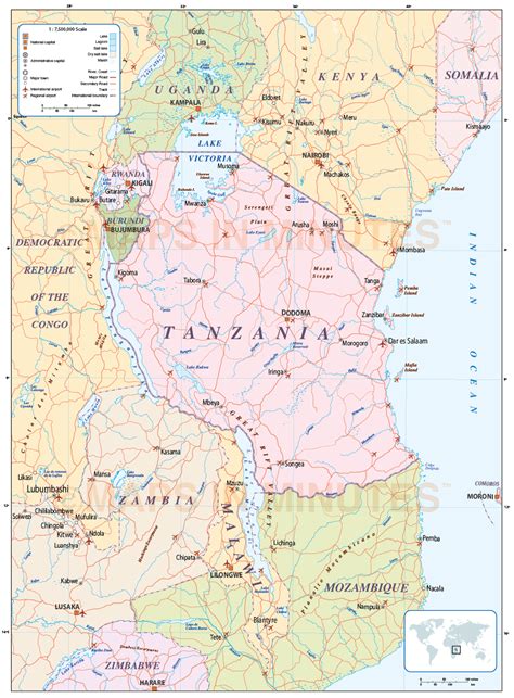 Tanzania Political Map Vector Eps Maps Eps Illustrato