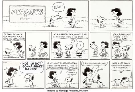 Charles Schulz Peanuts Sunday Comic Strip Snoopy And Lucy Original Lot 92263 Heritage Auctions