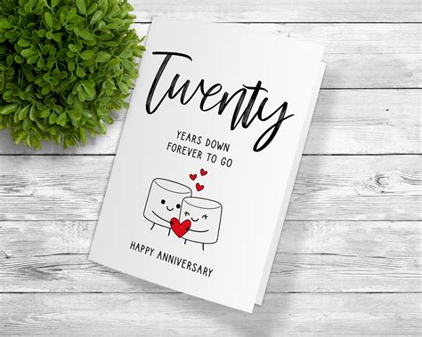 20th Anniversary Card Printable Anniversary Card Twentieth