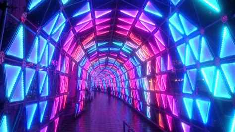 A Very Beautiful Tunnel Made With Colorful Led Lights In Tokyo Dome