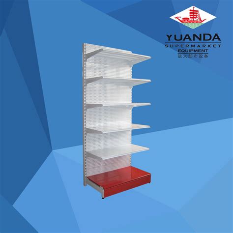 Single Side Gondola Shelving Supermarket Shelves With Red Base Board