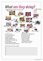 What are they doing?: English ESL worksheets pdf & doc