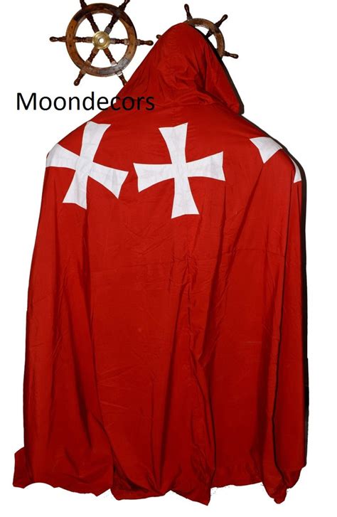 Knights Templar Tunic Red Cloak With Leather Strap White Etsy