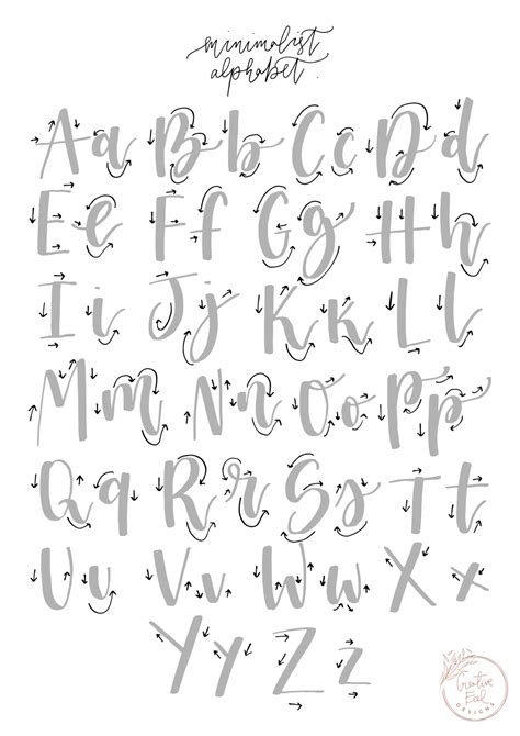 Free Brush Lettering Practice Sheet Minimalist Alphabet Modern