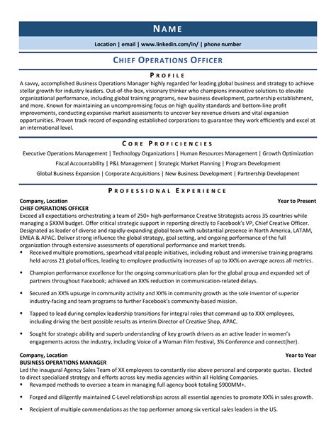 Chief Operations Officer Resume Example And Guide 2021 Zipjob
