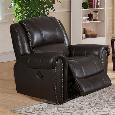 Amax Charlotte Top Grain Leather Recliner With Memory Foam Brown