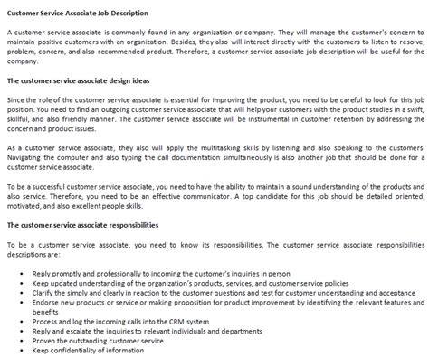 After you've penned your own draft, check it against after completing the responsibilities section of the customer service associate job description, you may feel that the qualifications and skills section. Customer Service Associate Job Description | shop fresh