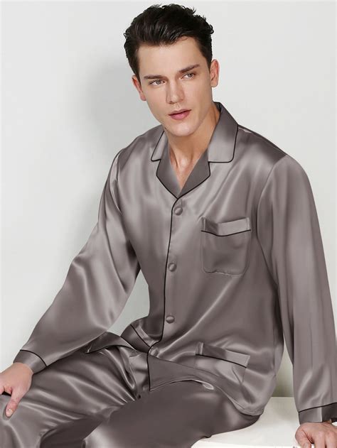 Mulberry Silk Pajama Set For Men Silk Pajamas Silk Pajama Set Mens