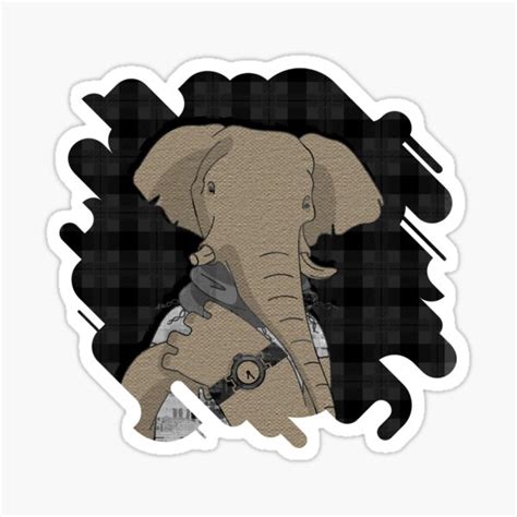 Hipster Elephant Mixed Media Digital Art Collage Sticker By
