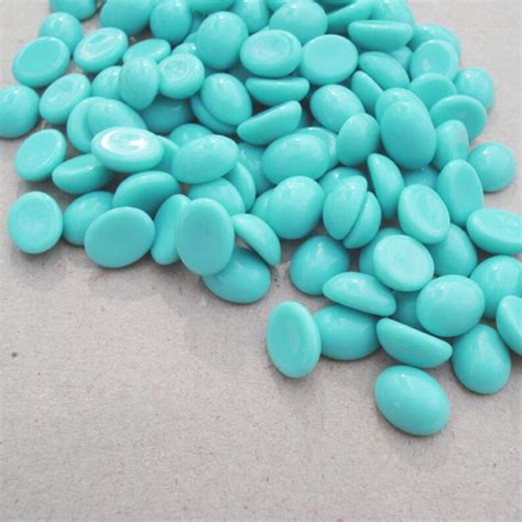 10x8mm Turquoise Opaque Blue Smooth Top Flat Back Oval Glass Etsy