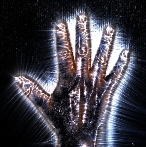 Kirlian Aura Photography Of A Glowing Human Female Hand