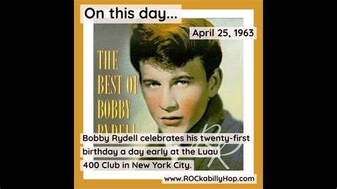 April 25 1963 Bobby Rydell Youtube