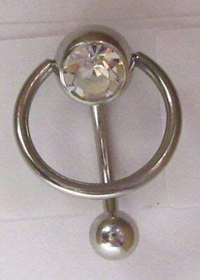 Surgical Steel Clear Dangle Crystal Vch Clitoral Clit Hood Ring