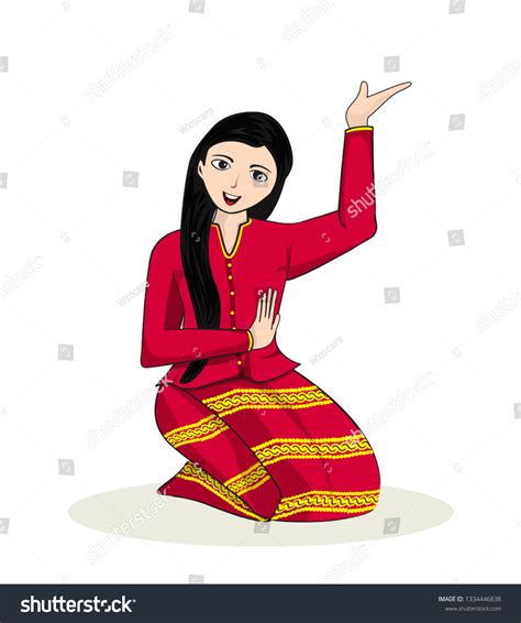 Myanmar Girl Dance Culture Traditional Stock Vector Royalty Free