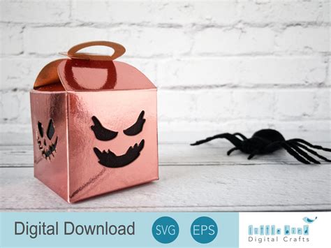Halloween Pumpkin Treat Box Svg Box Template With Pumpkin Faces On All