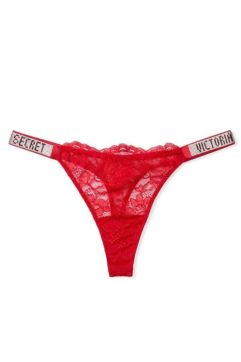 buy victoria s secret lipstick red lace shine strap thong panty from the next uk online shop