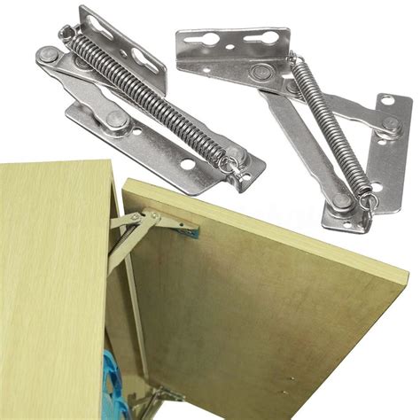 2x Stainless Steel Spring Hinges Cabinet Door Lift Up Flap Top Support