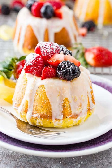 The novice chef » recipes » desserts » bundt cake » mini pumpkin bundt cakes. Mini Lemon Poppy Seed Bundt Cakes - Oh Sweet Basil