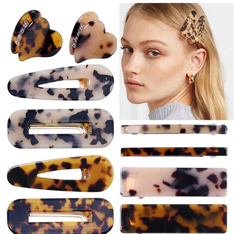 acrylic resin hair clips barrettes set fashion leopard print hair claw clips