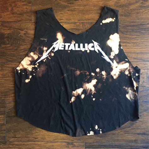 Metallica Hand Distressed One Of A Kind Acid Washed Cropped Band Tank