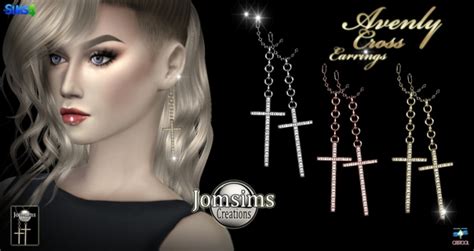 Avenly Cross Earrings At Jomsims Creations Sims 4 Updates
