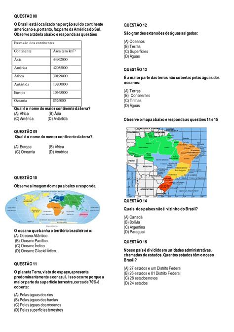 Prova De Geografia Ano Bimestre