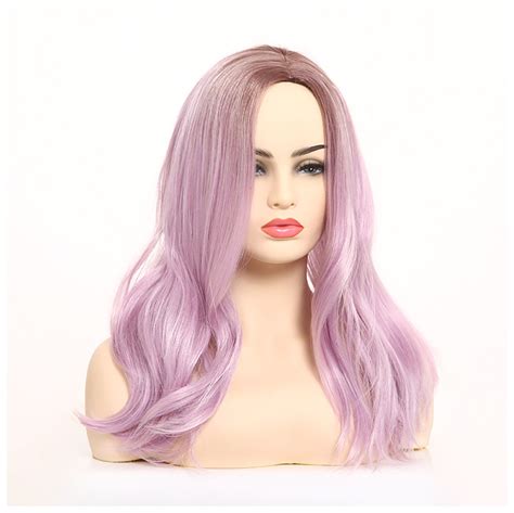 Light Purple Wavy Wig Purple Gradient Hair Natural Wavy Etsy