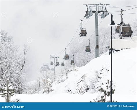 Ski Lift Gorki City In Sochi Editorial Stock Photo Image Of Cabins
